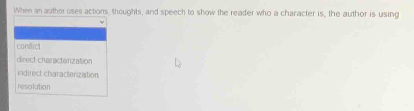 when an author uses actions, thoughts, and speech to show the reader wh…