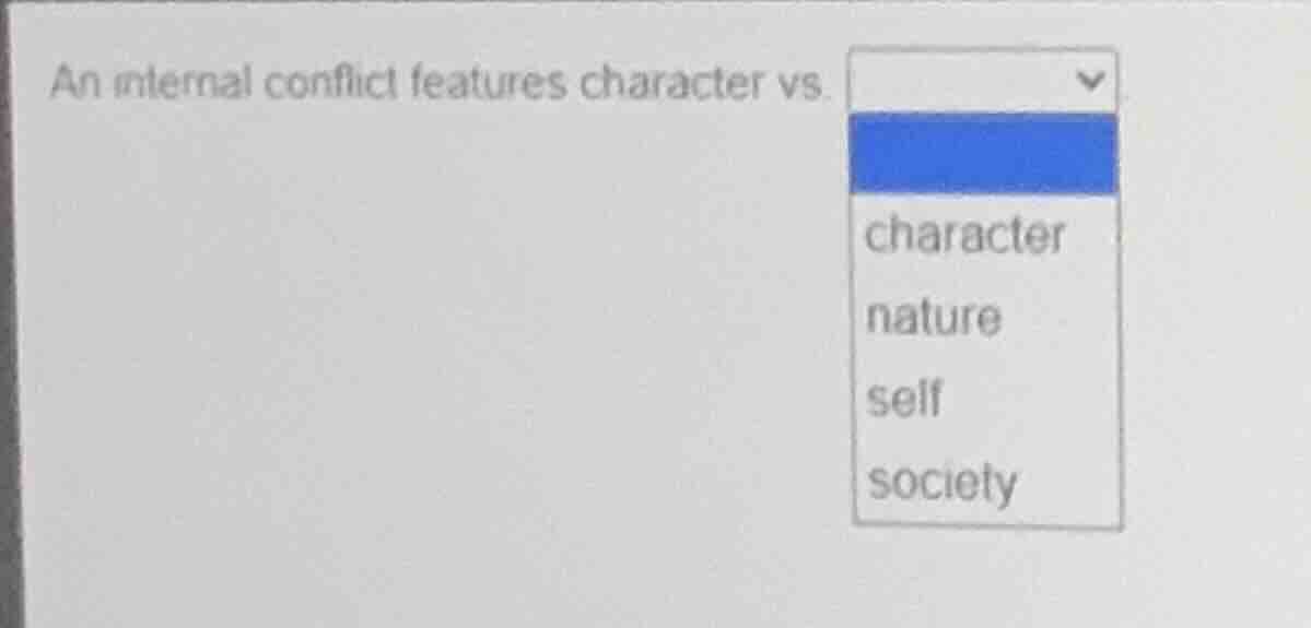 an internal conflict features character vs. character nature self socie…