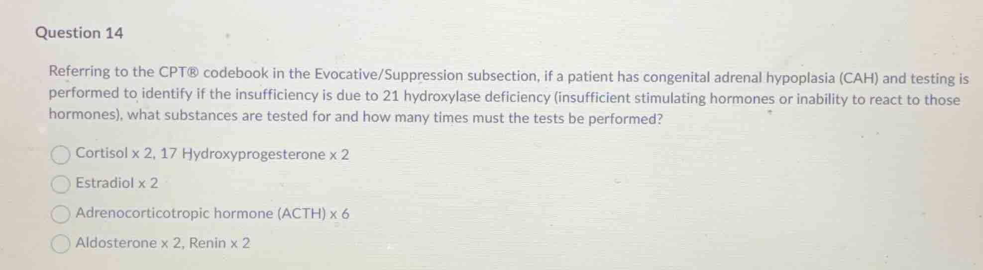 question 14 referring to the cpt® codebook in the evocative/suppression…