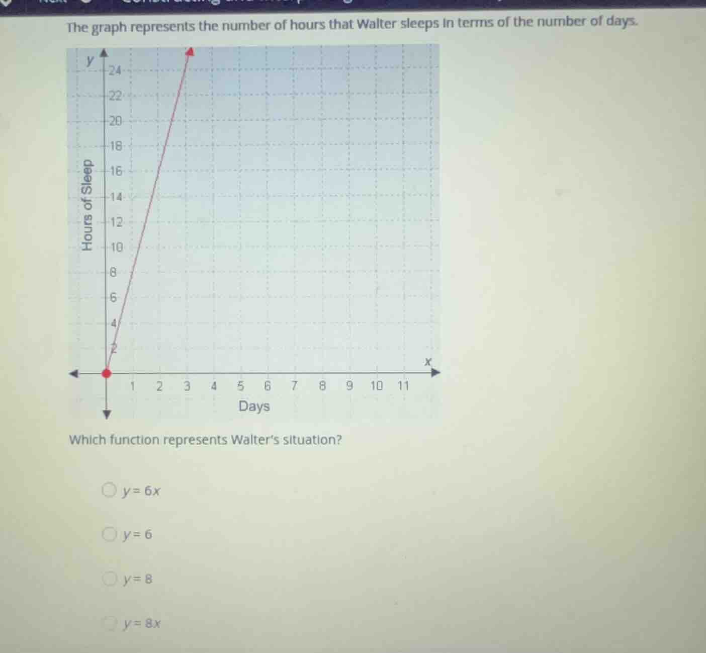 the graph represents the number of hours that walter sleeps in terms of…