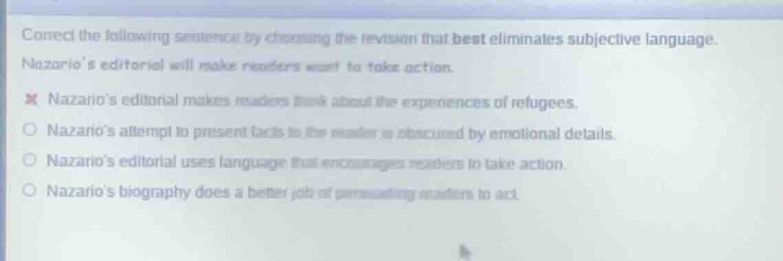correct the following sentence by choosing the revision that best elimi…