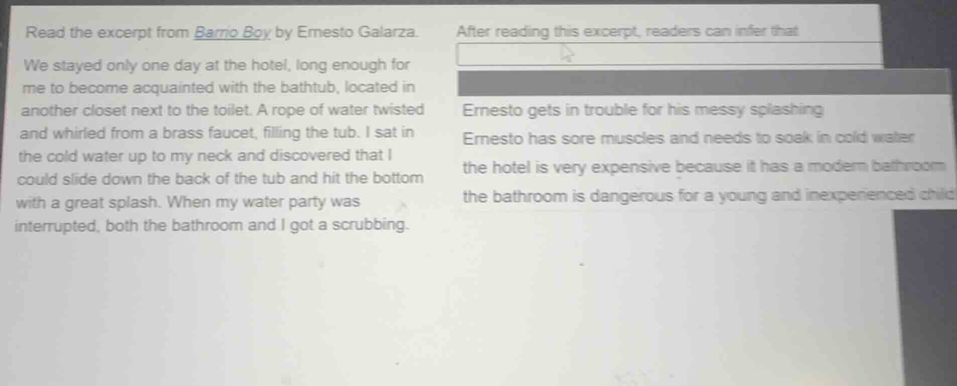 read the excerpt from barrio boy by ernesto galarza. we stayed only one…