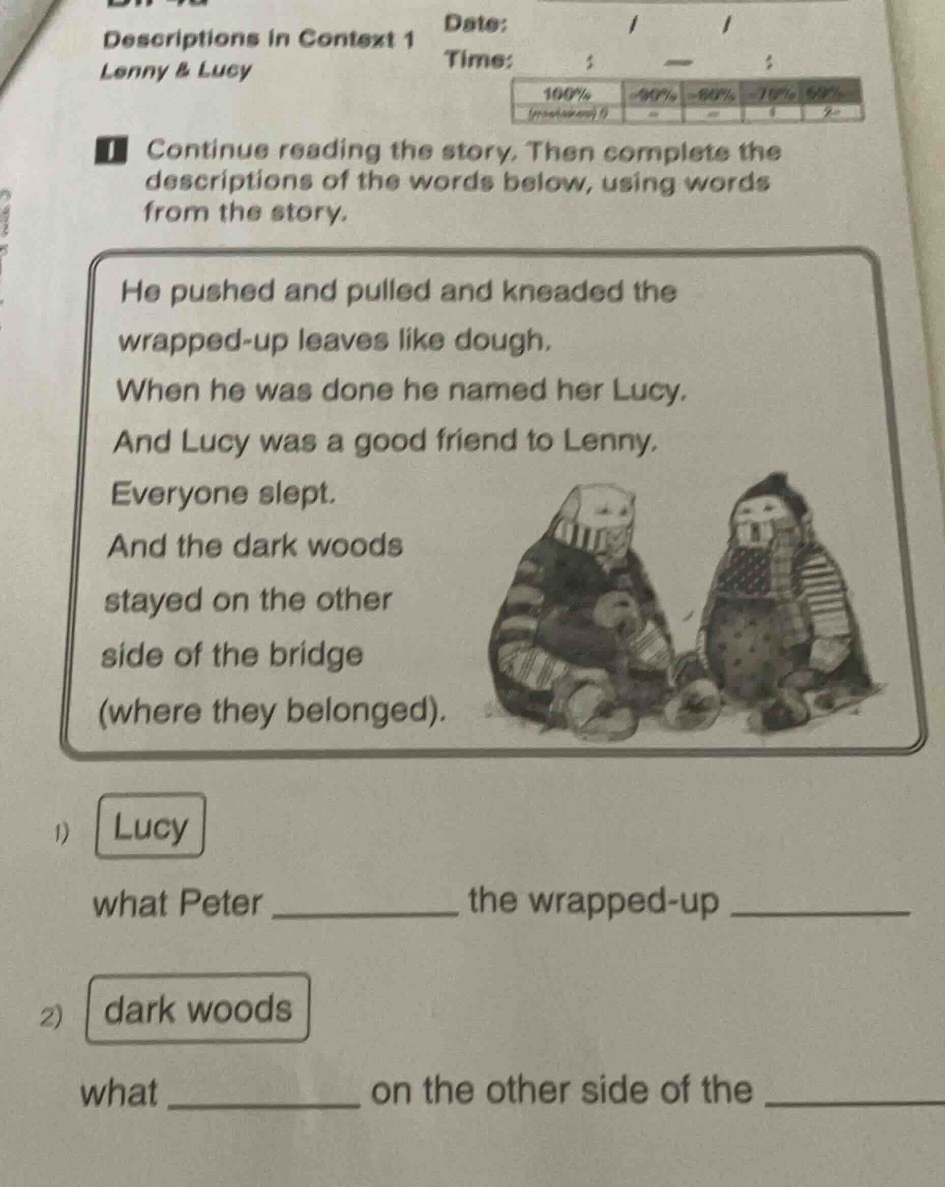 descriptions in context 1 lenny & lucy 1 continue reading the story. th…