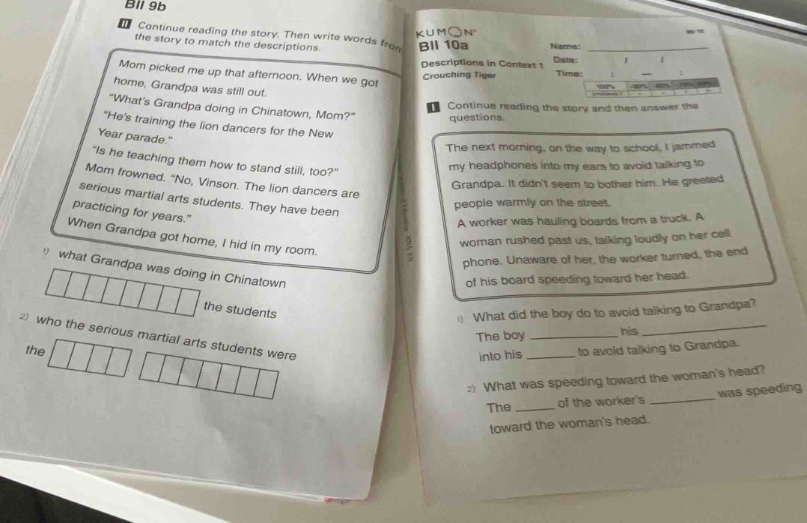 bii 9b ii continue reading the story. then write words from the story t…