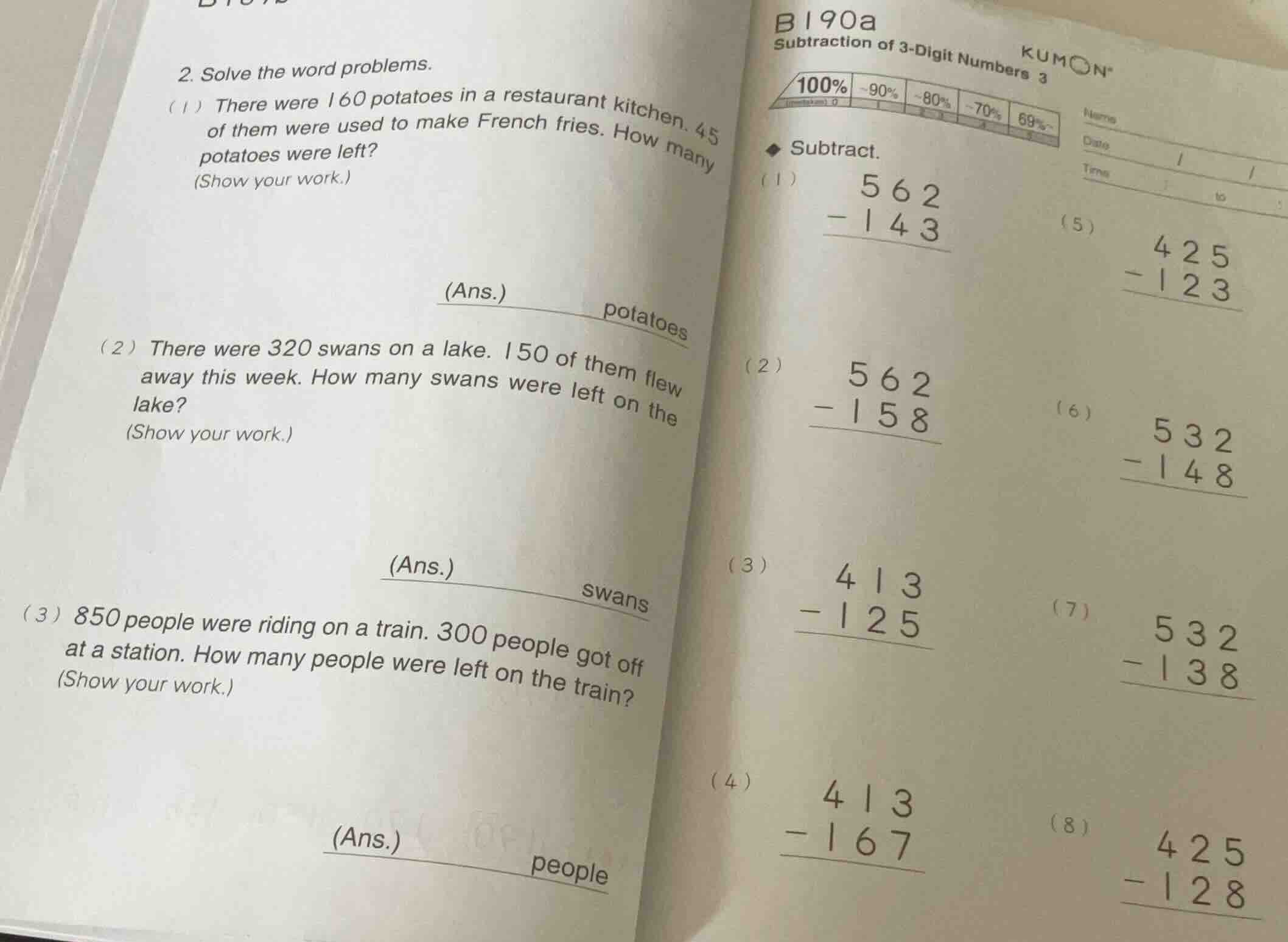 2. solve the word problems. (1) there were 160 potatoes in a restaurant…
