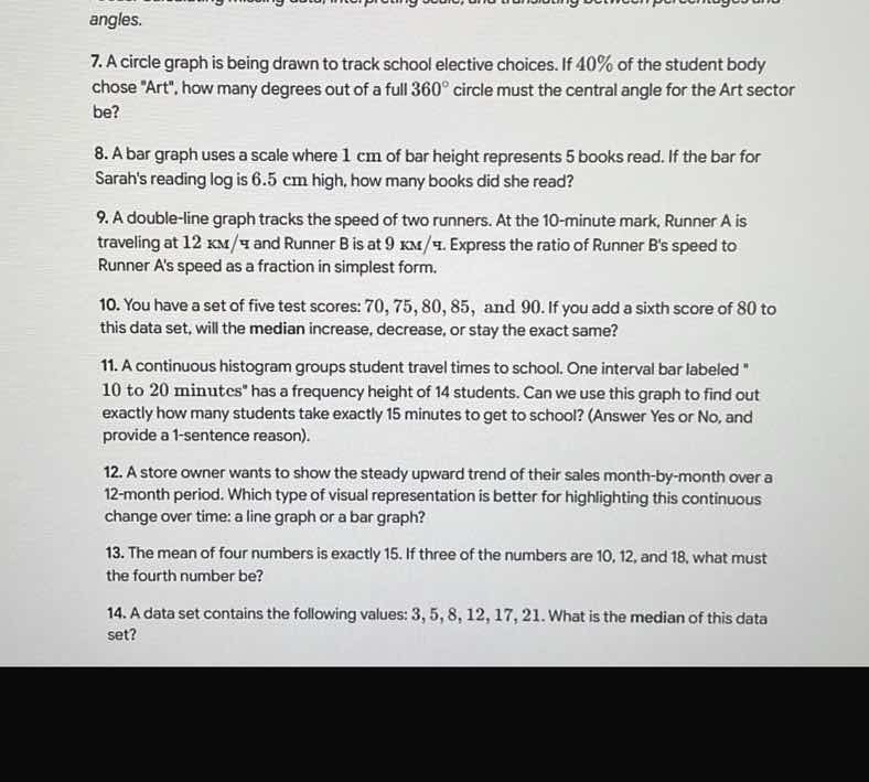 7. a circle graph is being drawn to track school elective choices. if \…