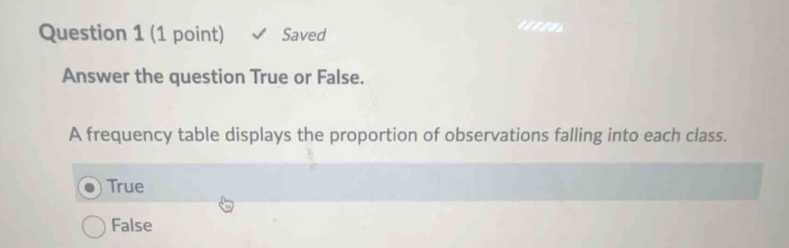 question 1 (1 point) saved answer the question true or false. a frequen…