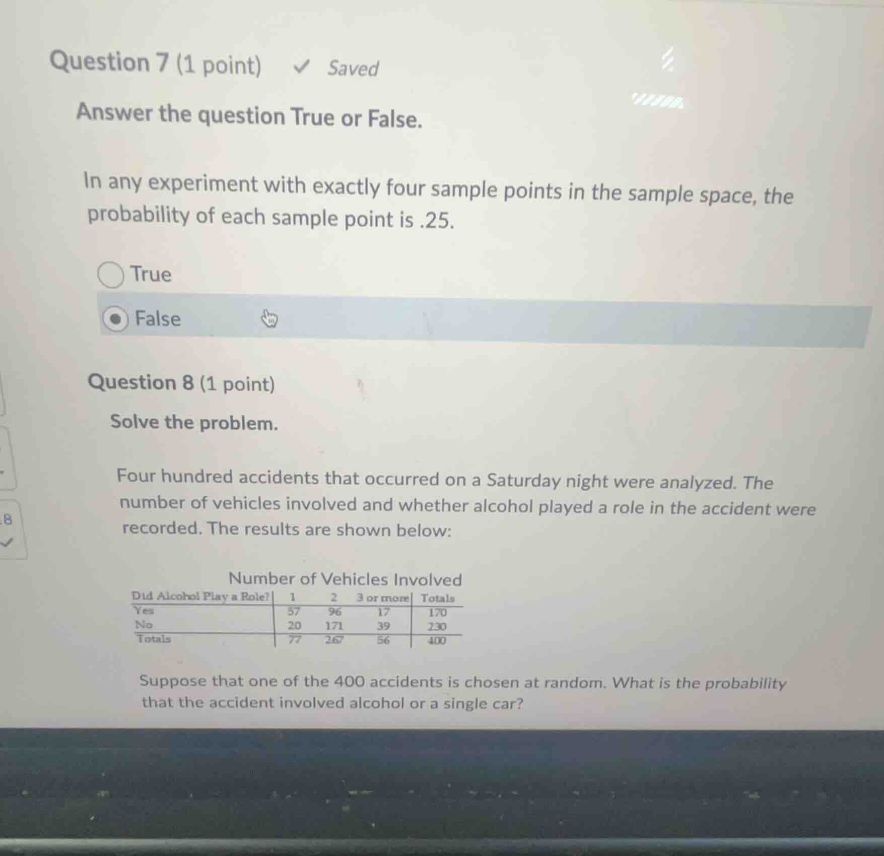 question 7 (1 point) saved answer the question true or false. in any ex…