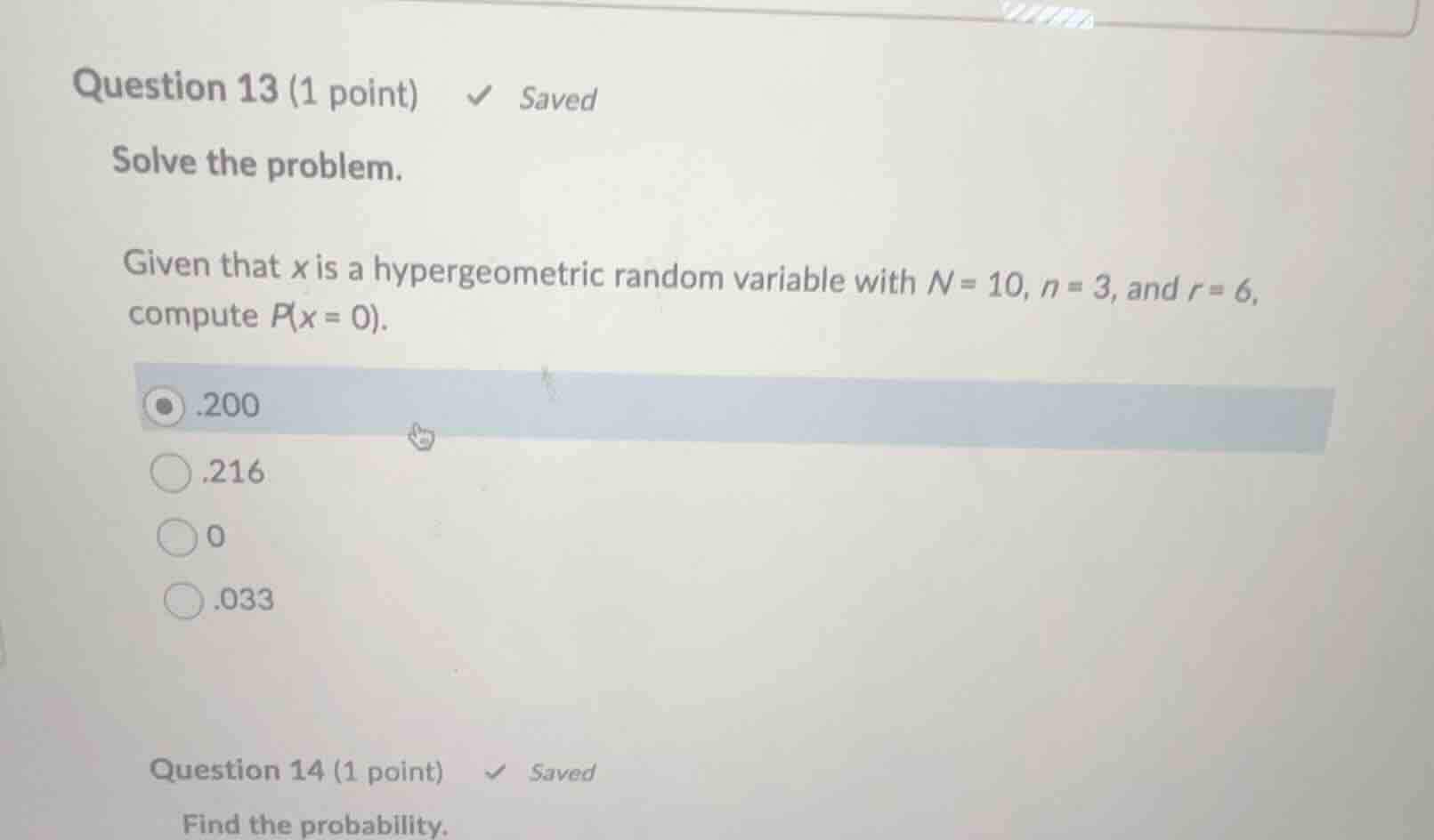 question 13 (1 point) saved solve the problem. given that \\(x\\) is a …