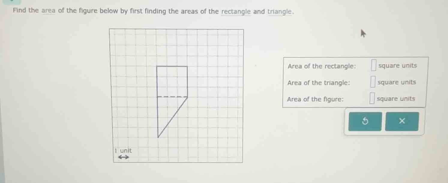 find the area of the figure below by first finding the areas of the rec…