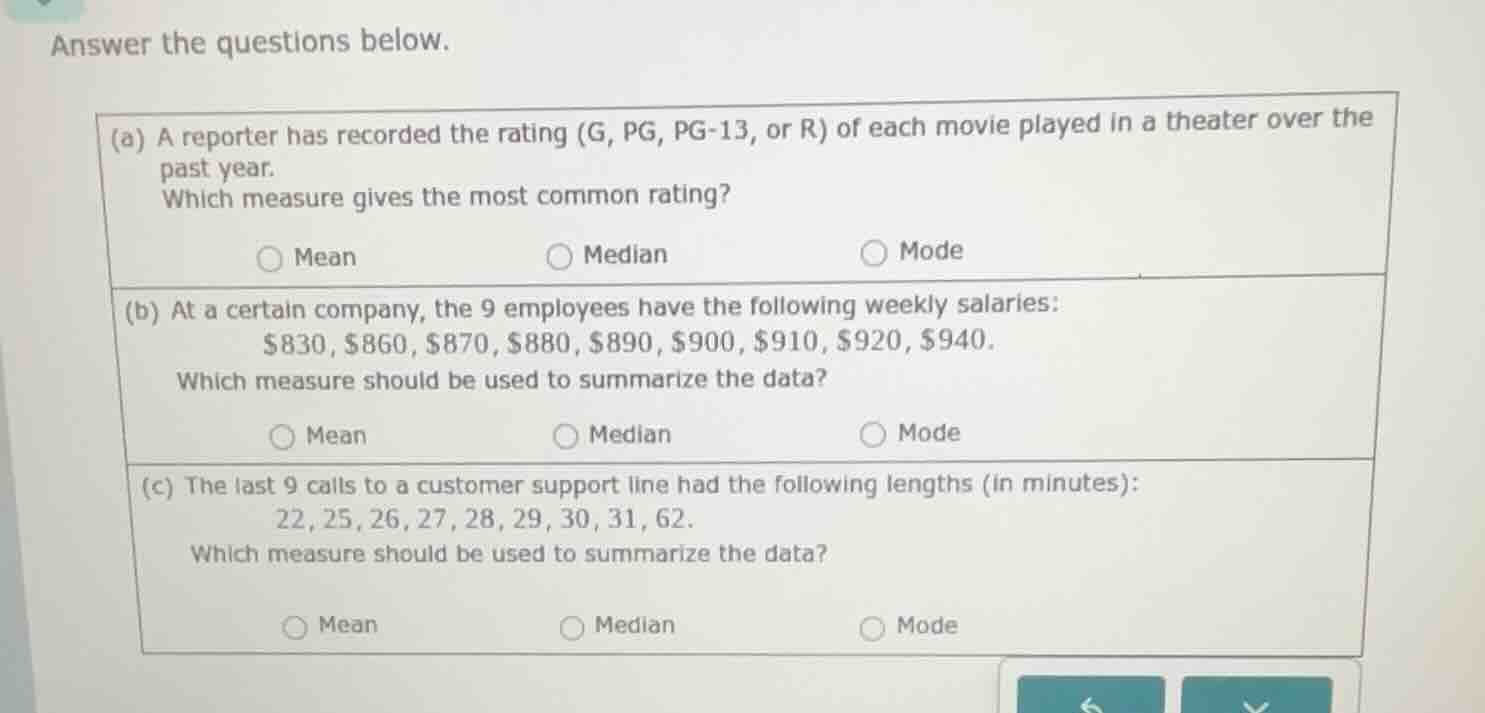 answer the questions below. (a) a reporter has recorded the rating (g, …
