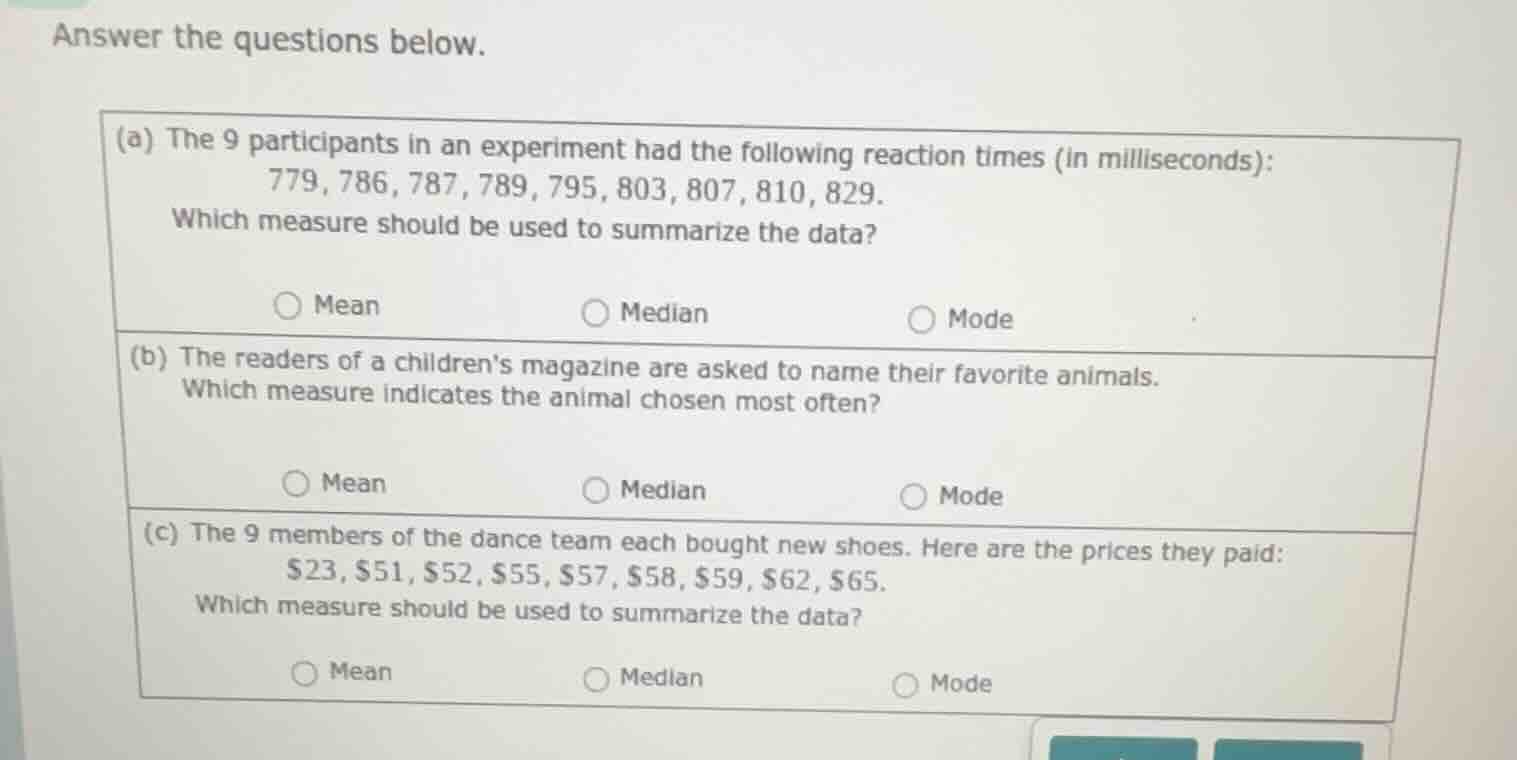 answer the questions below. (a) the 9 participants in an experiment had…