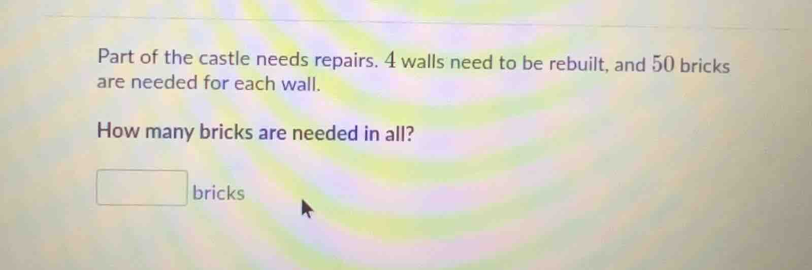 part of the castle needs repairs. 4 walls need to be rebuilt, and 50 br…
