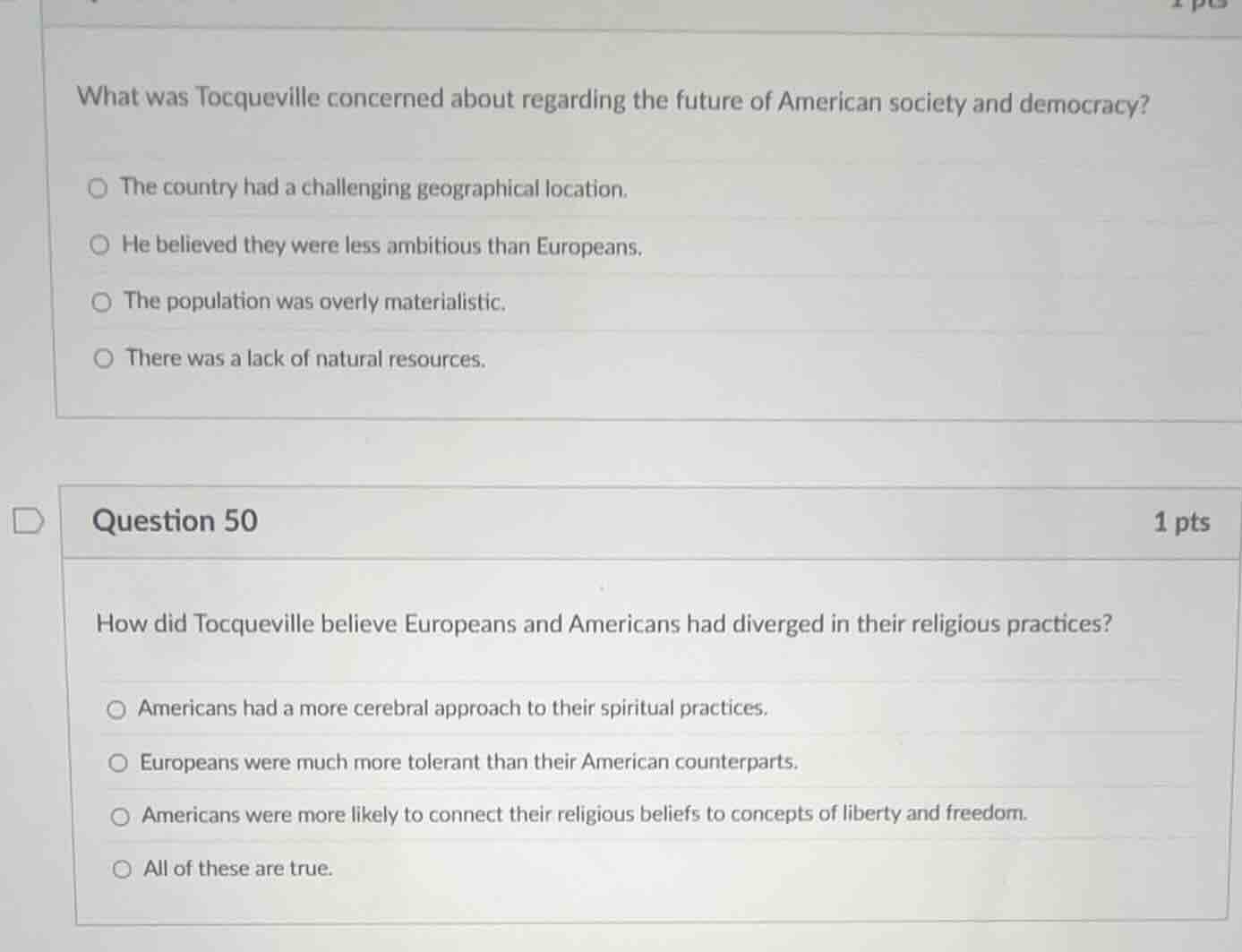 what was tocqueville concerned about regarding the future of american s…
