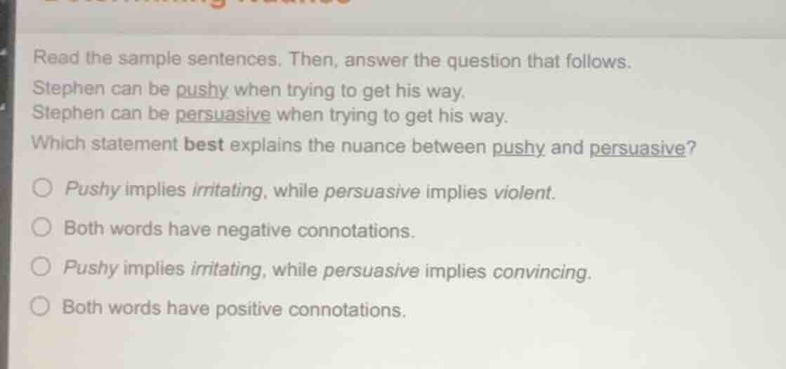 read the sample sentences. then, answer the question that follows. step…