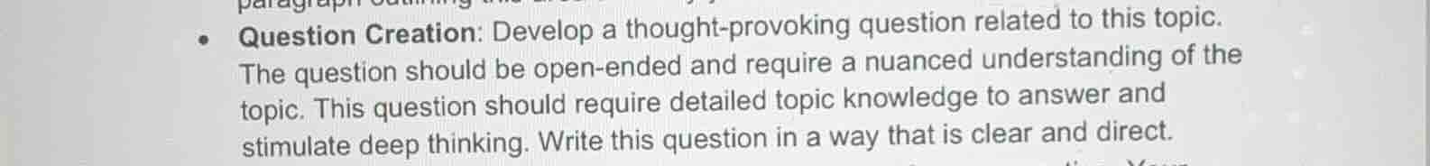 question creation: develop a thought-provoking question related to this…