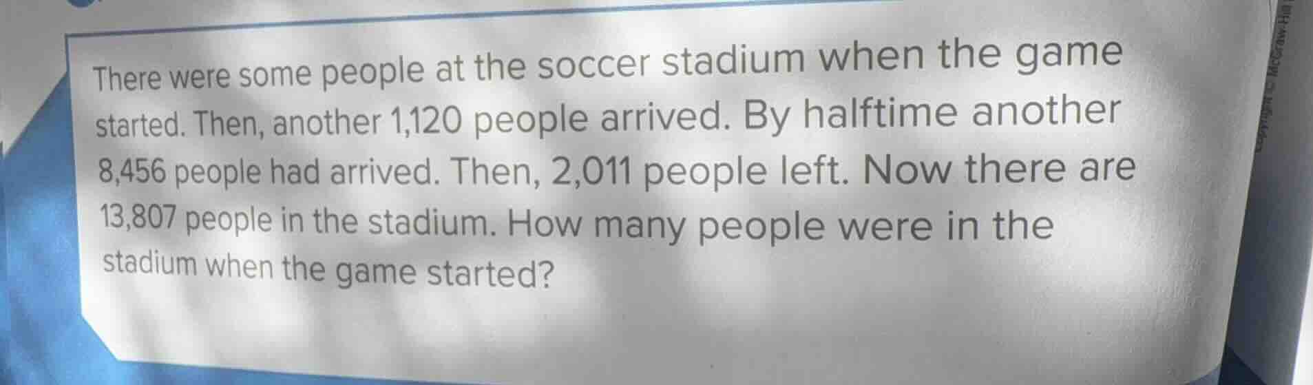 there were some people at the soccer stadium when the game started. the…
