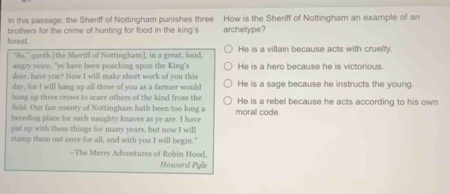 in this passage, the sheriff of nottingham punishes three brothers for …