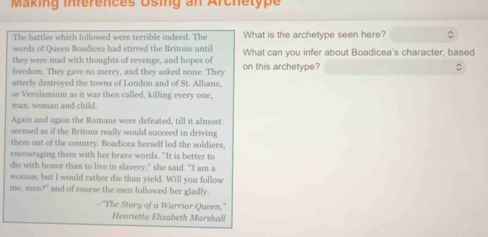 making inferences using an archetype the battles which followed were te…
