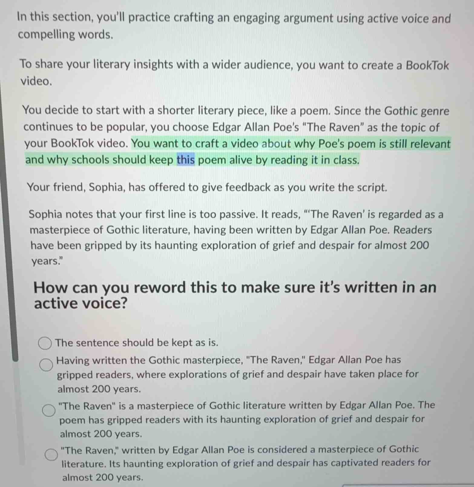in this section, youll practice crafting an engaging argument using act…