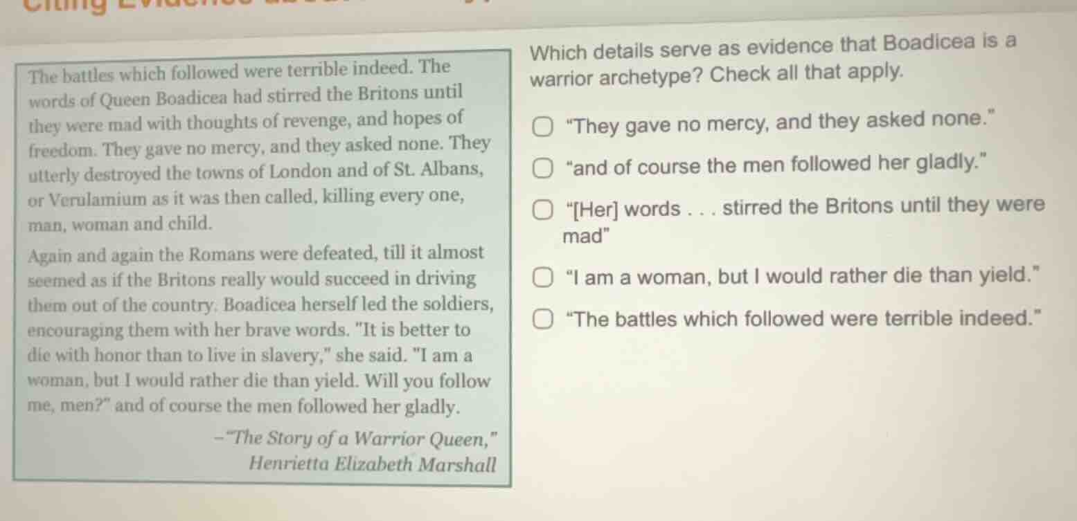 the battles which followed were terrible indeed. the words of queen boa…
