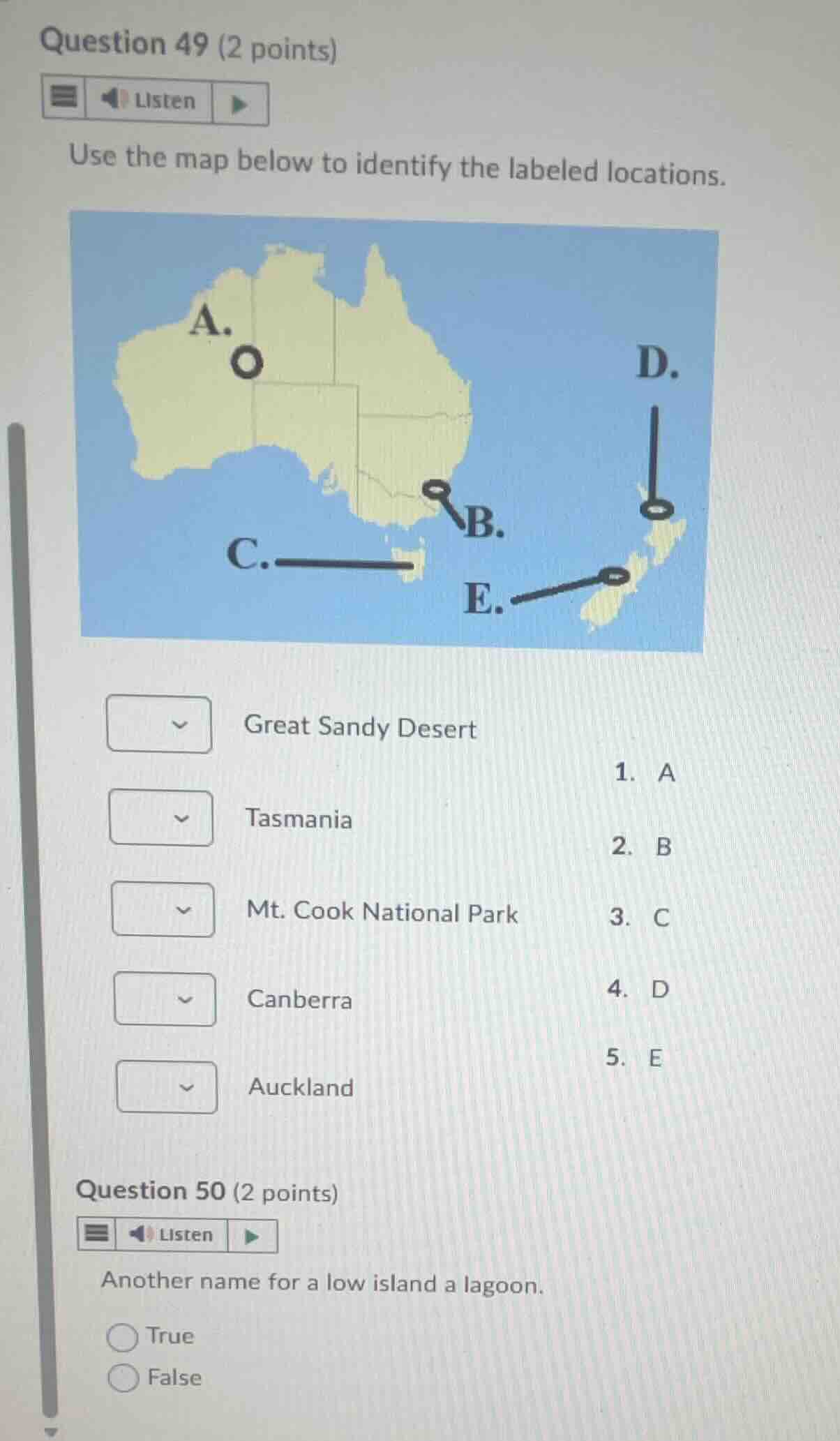 question 49 (2 points) use the map below to identify the labeled locati…