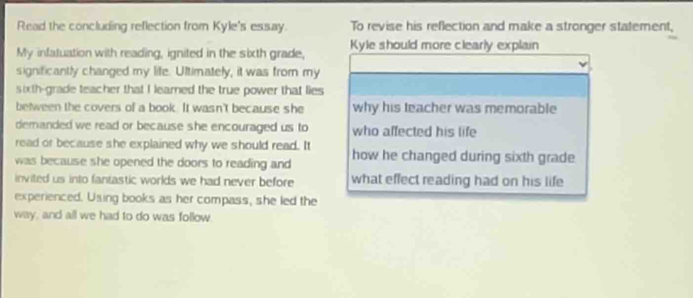 read the concluding reflection from kyles essay. my infatuation with re…