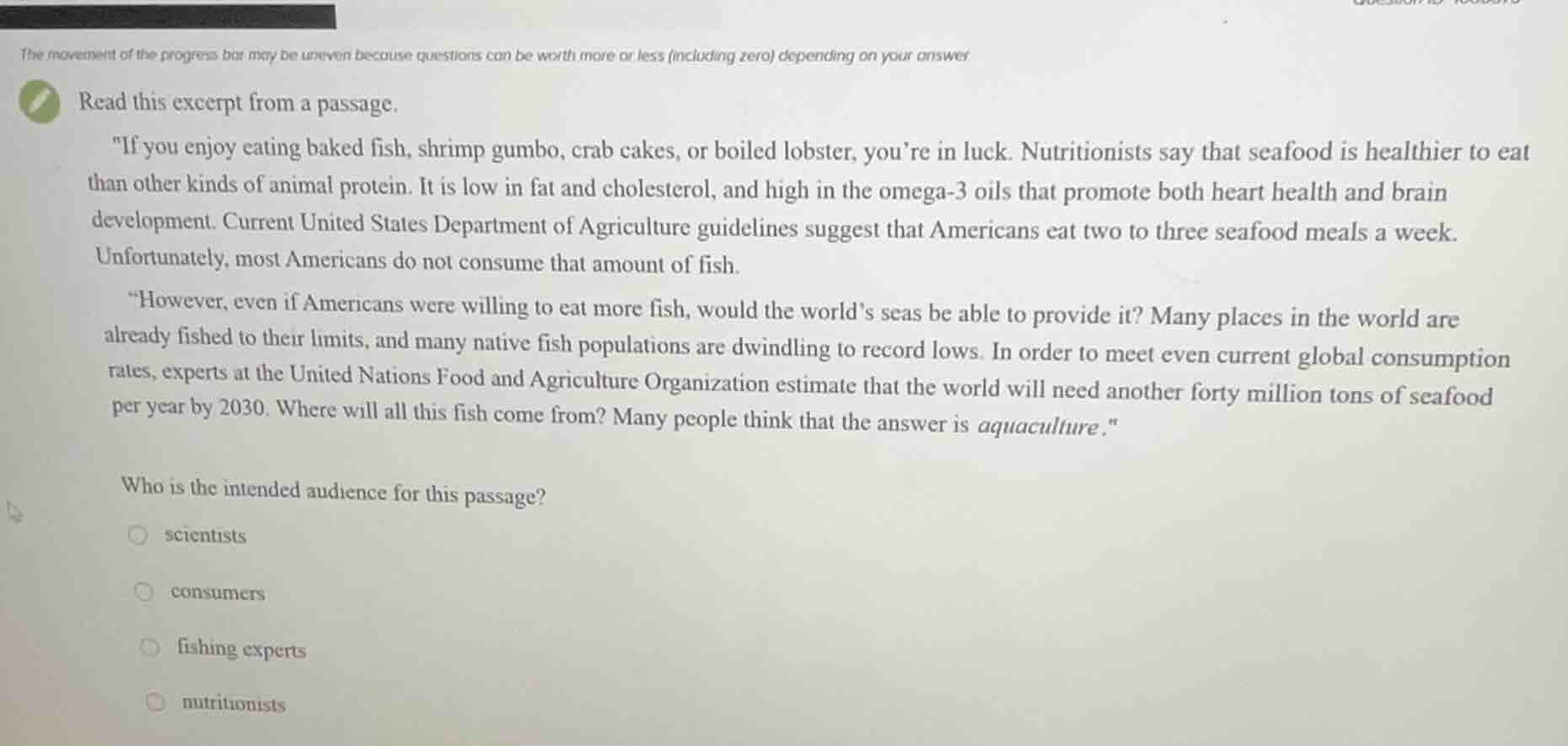 read this excerpt from a passage. \if you enjoy eating baked fish, shri…