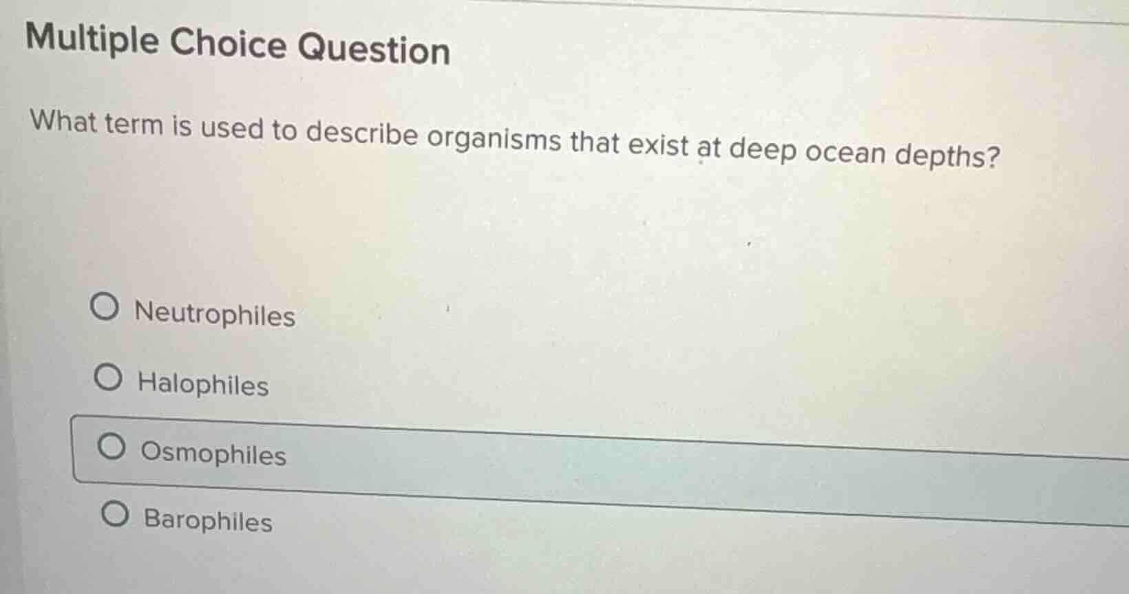 multiple choice question what term is used to describe organisms that e…