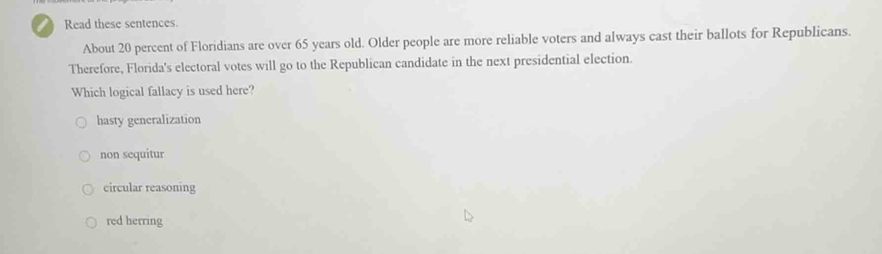 read these sentences. about 20 percent of floridians are over 65 years …