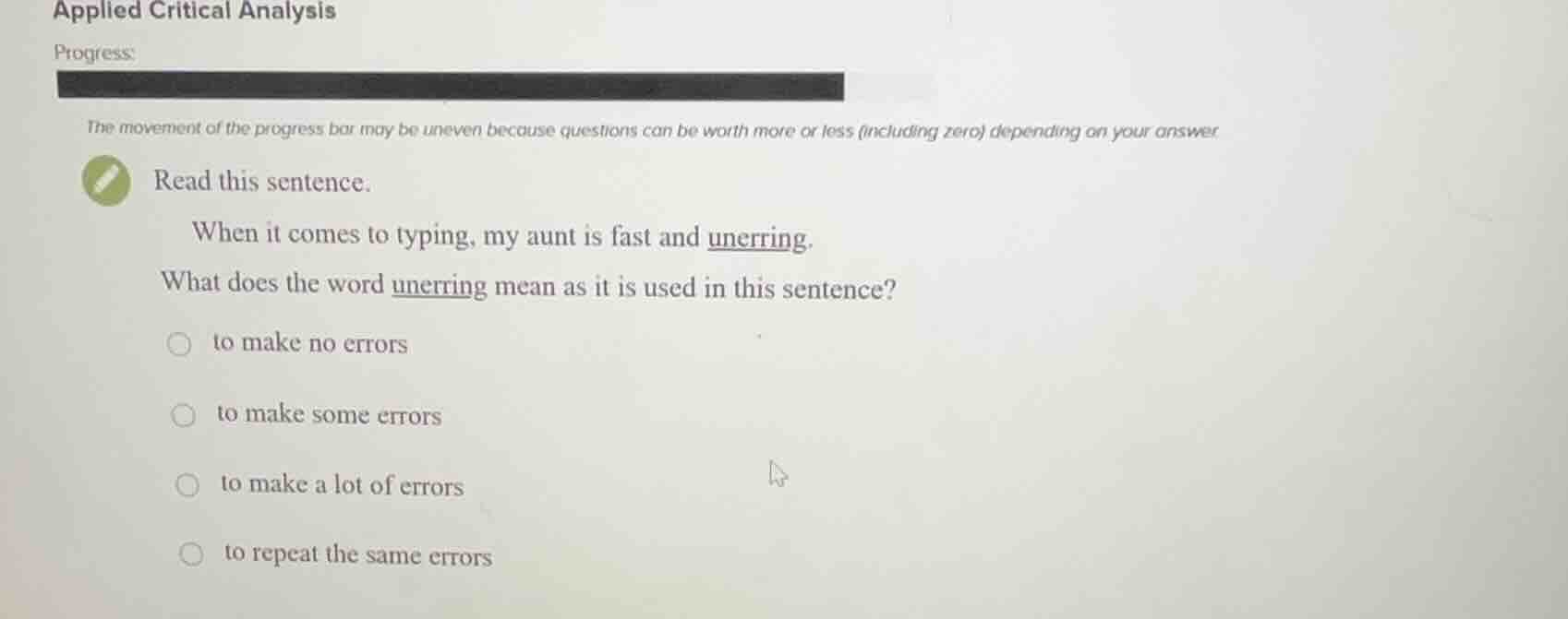 read this sentence. when it comes to typing, my aunt is fast and unerri…