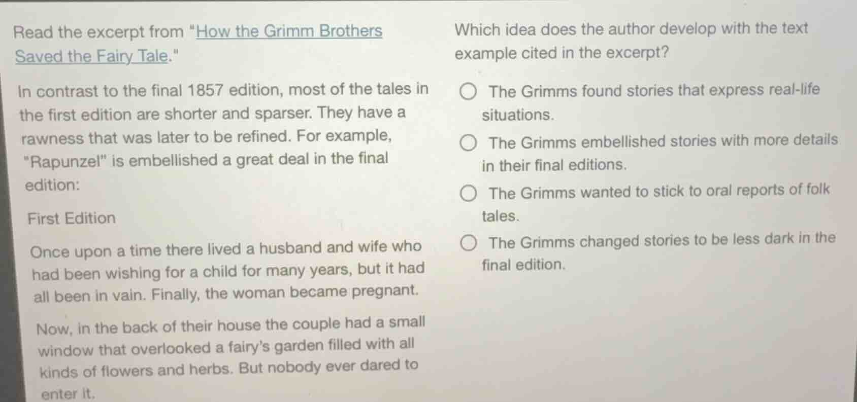 read the excerpt from \how the grimm brothers saved the fairy tale.\ in…