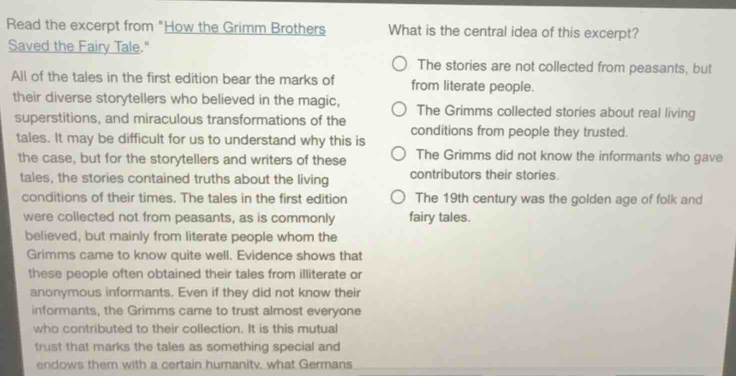 read the excerpt from \how the grimm brothers saved the fairy tale.\ al…