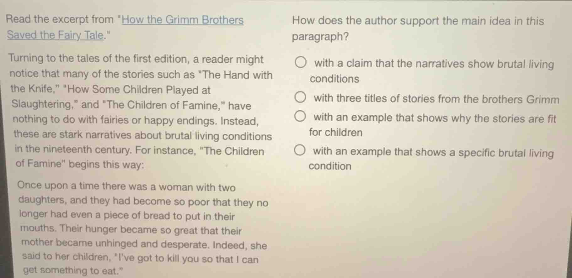 read the excerpt from \how the grimm brothers saved the fairy tale.\ tu…
