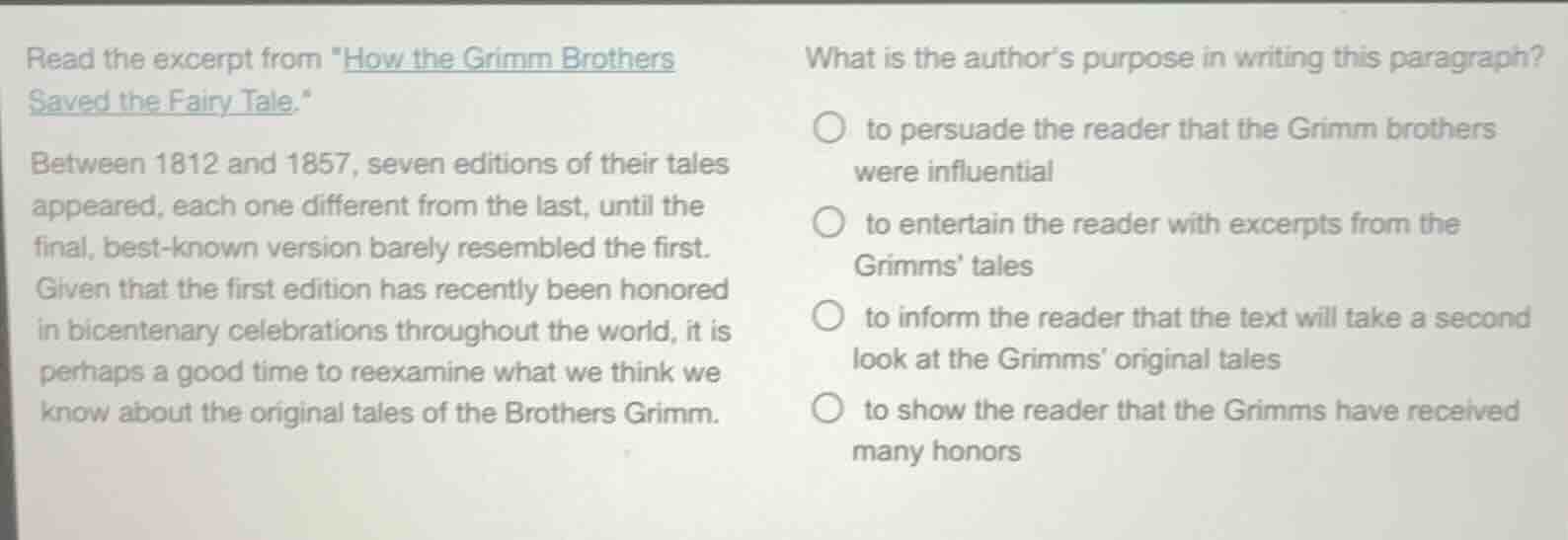 read the excerpt from \how the grimm brothers saved the fairy tale.\ be…