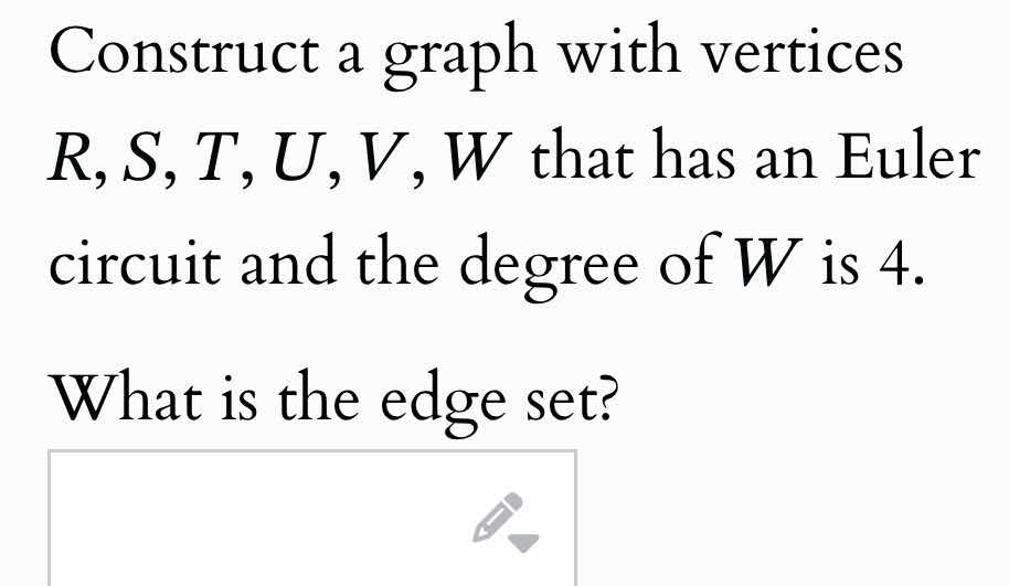 construct a graph with vertices \\(r, s, t, u, v, w\\) that has an eule…