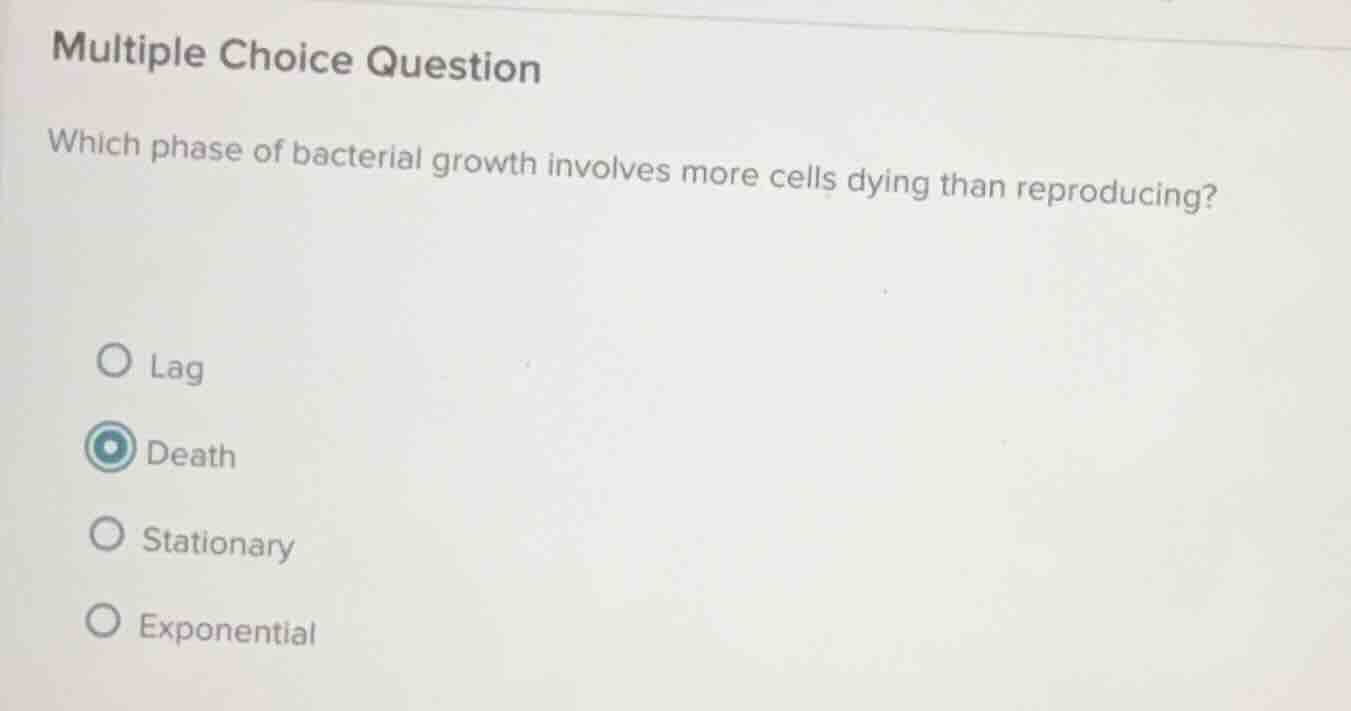 multiple choice question which phase of bacterial growth involves more …