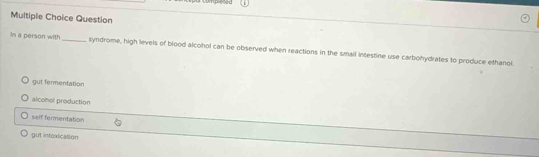 multiple choice question in a person with ______ syndrome, high levels …
