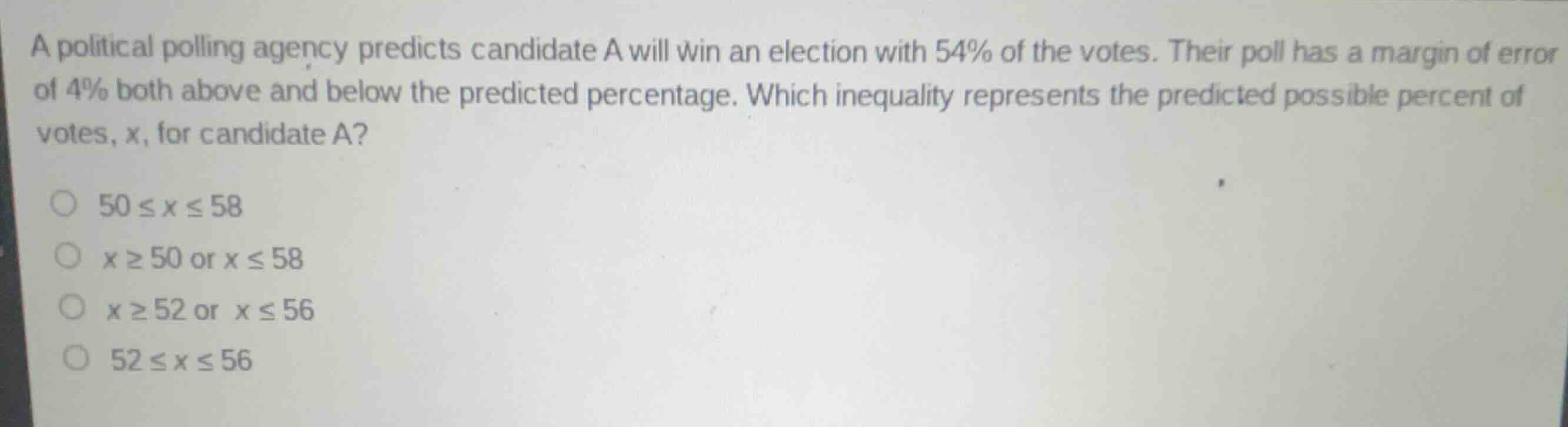 a political polling agency predicts candidate a will win an election wi…