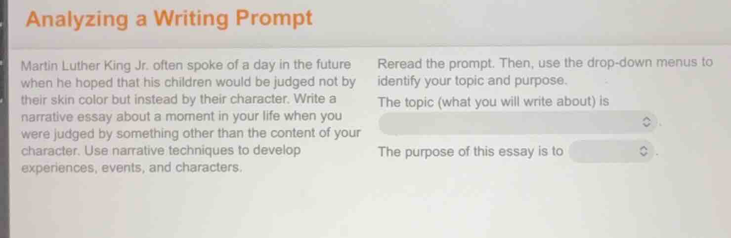 analyzing a writing prompt martin luther king jr. often spoke of a day …