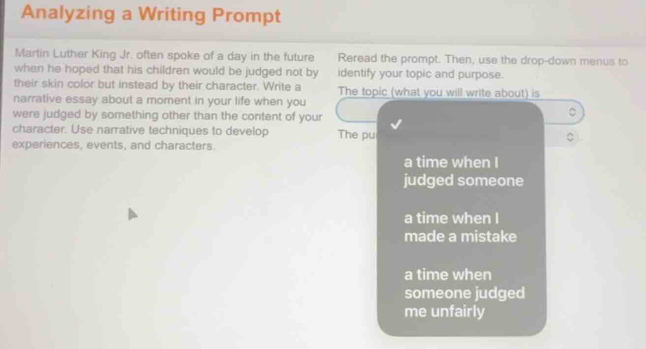 analyzing a writing prompt martin luther king jr. often spoke of a day …