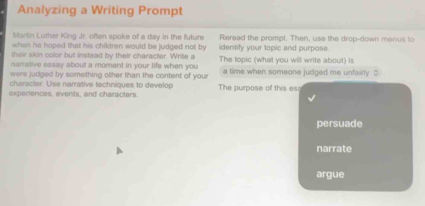 analyzing a writing prompt martin luther king jr. often spoke of a day …