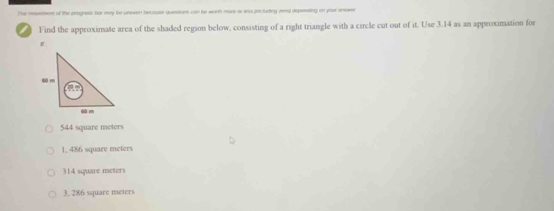 find the approximate area of the shaded region below, consisting of a r…