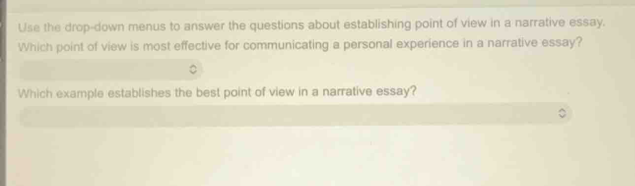 use the drop-down menus to answer the questions about establishing poin…
