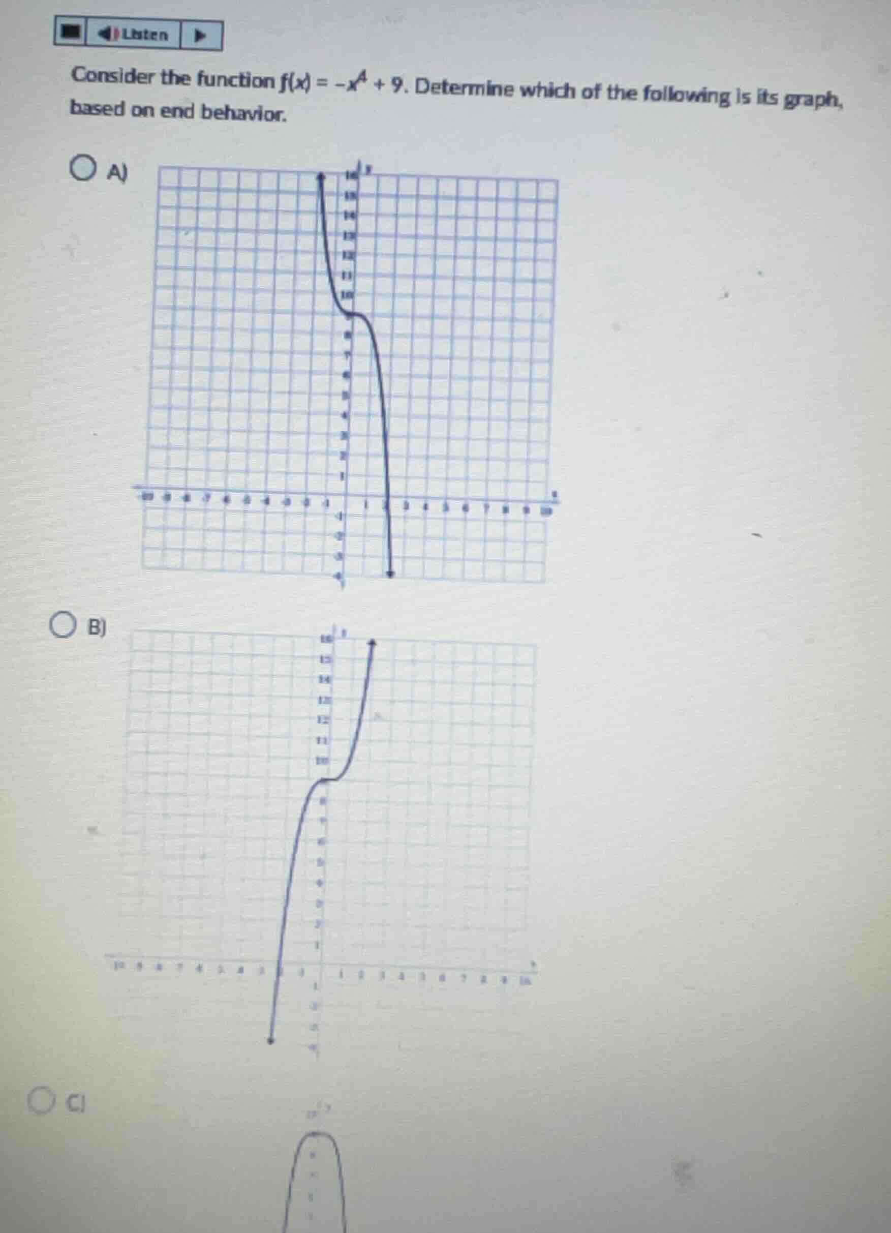 consider the function \\(f(x) = -x^4 + 9\\). determine which of the fol…