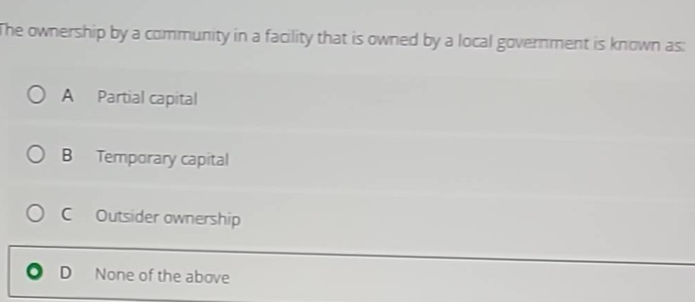 the ownership by a community in a facility that is owned by a local gov…