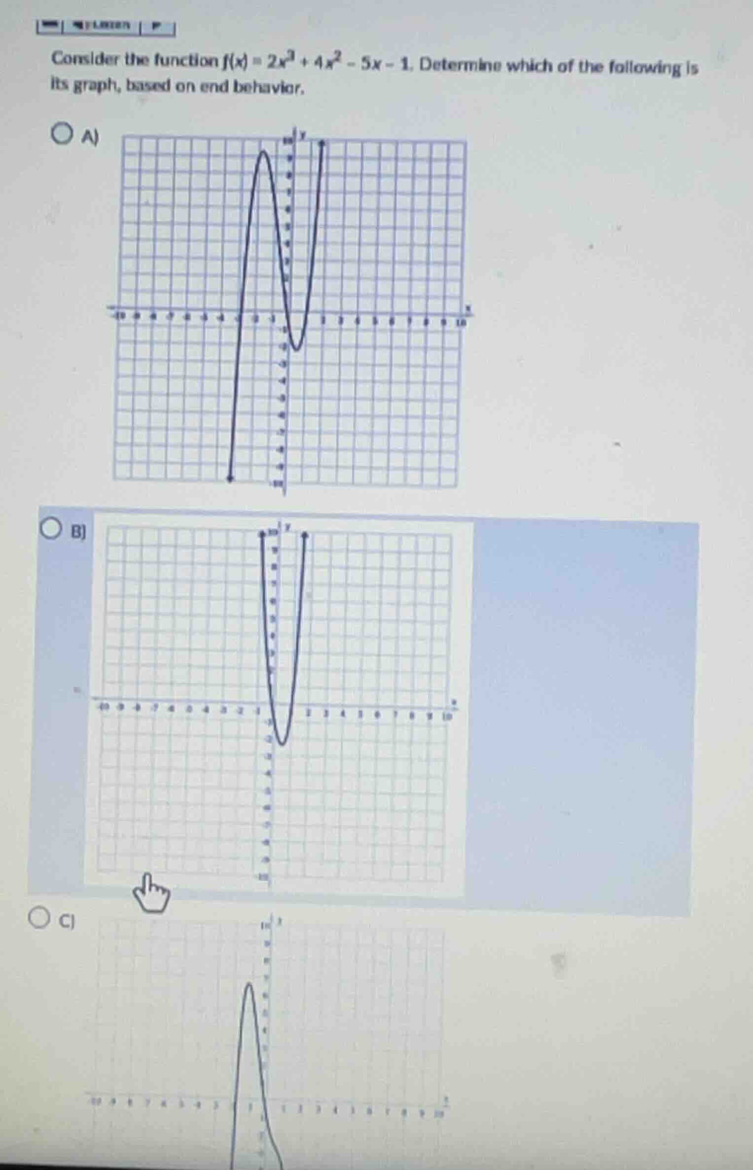 consider the function \\(f(x) = 2x^3 + 4x^2 - 5x - 1\\). determine whic…