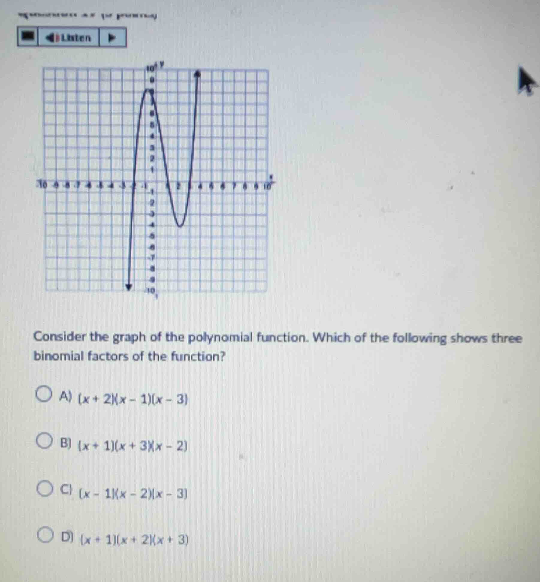 consider the graph of the polynomial function. which of the following s…