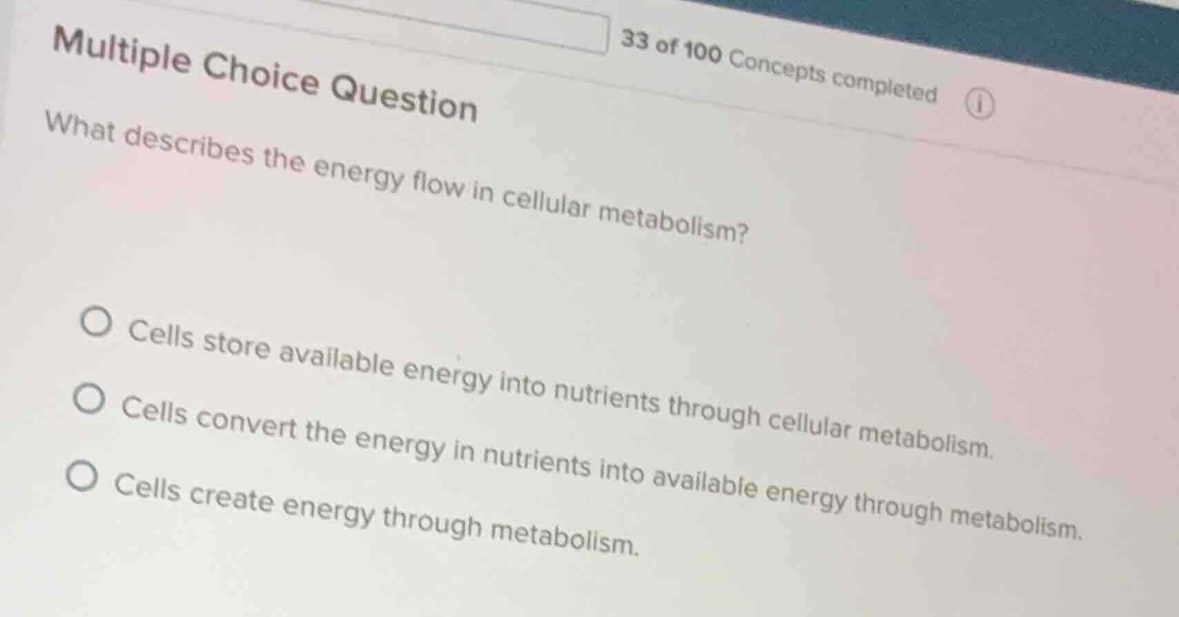 multiple choice question what describes the energy flow in cellular met…