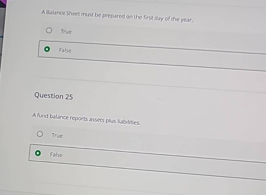 a balance sheet must be prepared on the first day of the year. true fal…